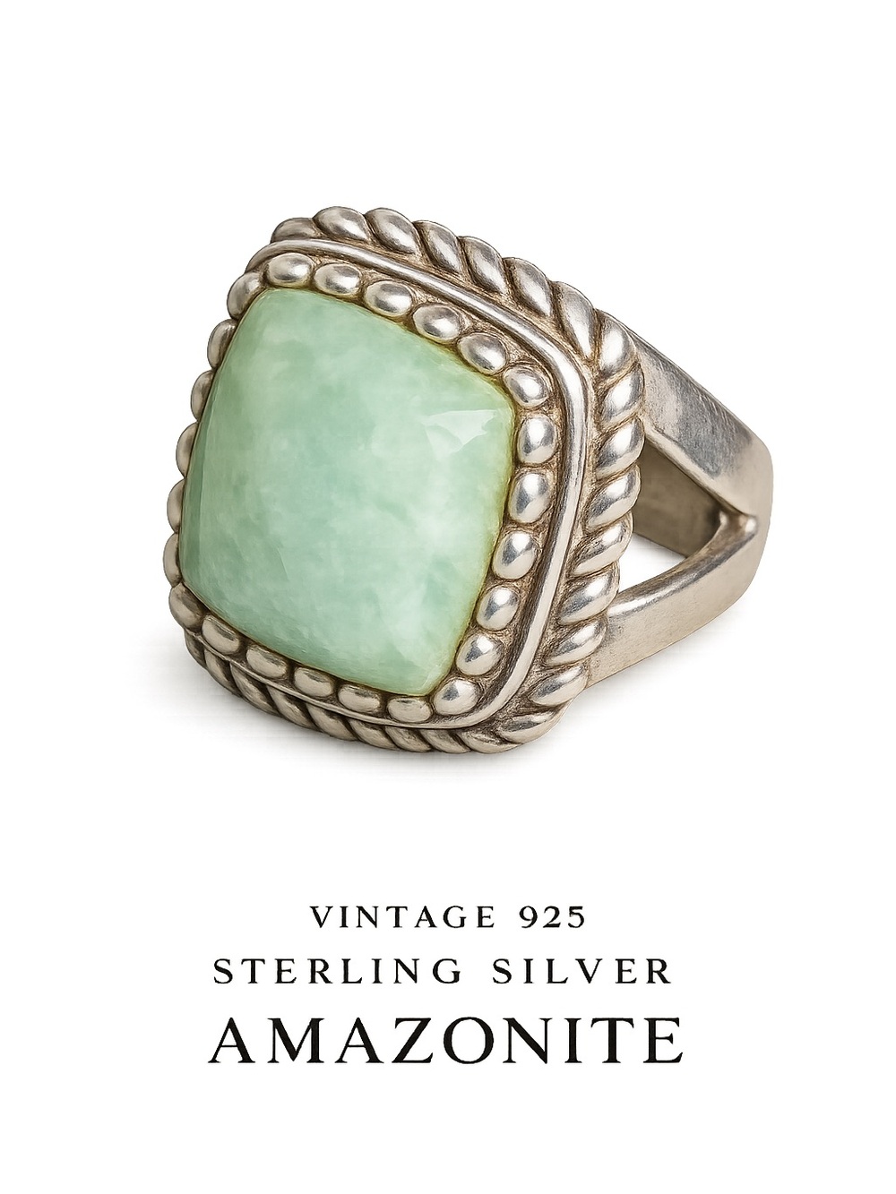 Sterling Silver Amazonite Statement Ring in Mint Green